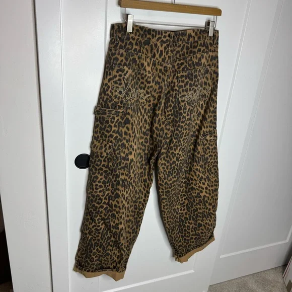 Damson Madder Cargo Denim Jeans Leopard Print Loose Baggy Fit Size 12 - Picture 7 of 8
